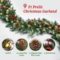 thumbnail image 4 of 9FT Pre-Lit Christmas Cedar Garland with 50 Lights, Lifelike Faux Pine Garland with Pinecones & Red Berries for Fireplace, Staircase, Doorframe & Holiday Decor, 4 of 5