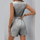 thumbnail image 4 of Mono sin mangas con cuello en V y cinturón para atar en la cintura para mujer - Mono informal para vacaciones - Conjunto de rayas para primavera y verano - Tallas S-XL, 4 of 6