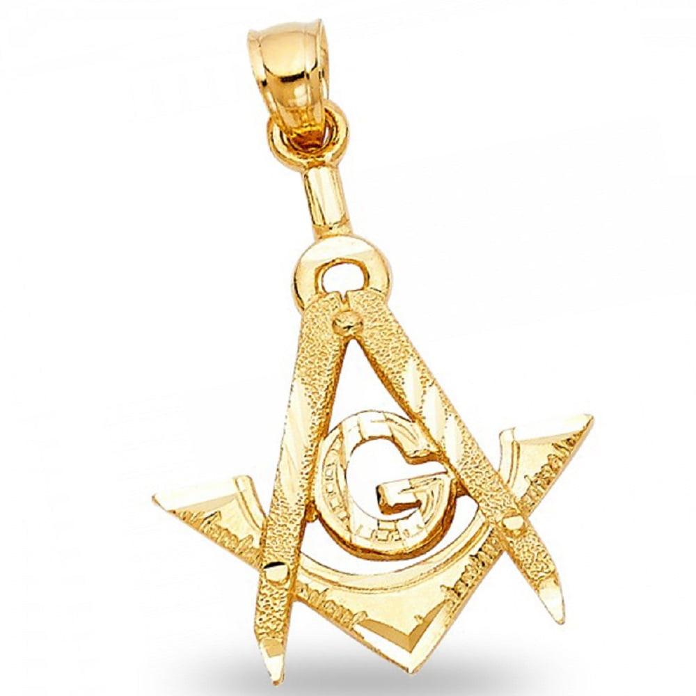 14k Gold Triangle Freemason Diamond Masonic Pendant Necklace