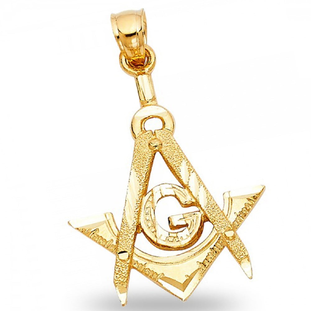 GemApex Freemason Masonic Pendant Solid 14k Yellow Gold Past Master