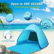 Beach Tent, Anti-UV Pop Up Sun Shade Shelter Beach Tent With Carry Bag for 2-3 Person, Automatic Easy Setup Beach Canopy Cabanas for Sand Camping Fishing Picnic Touring Hiking Garden, Blue