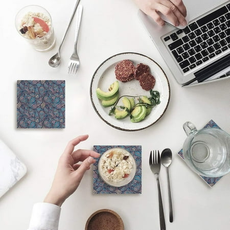 

KXMDXA Vintage Pattern Set of 6 Coaster for Drinks Absorbent Ceramic Stone Coasters Cup Mat with Cork Base for Home Kitchen Room Coffee Table Bar Decor