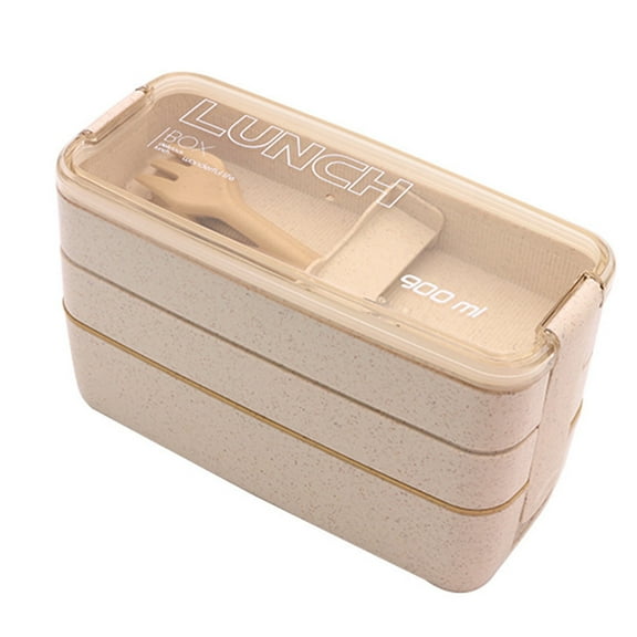 Lunch Box Leakproof Microwave Food Container Wheat Straw 3 layer Bento Box 900ML