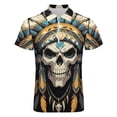 thumbnail image 4 of Indian Devil Skull Men Zipper T-shirt Summer Casual Short Sleeve T-shirt Top, 4 of 7
