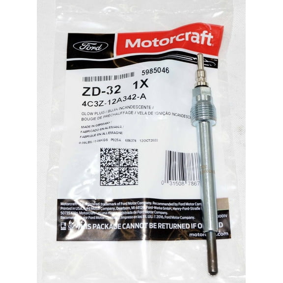 Motorcraft ZD32 High-Quality Diesel Glow Plug, Single