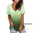 thumbnail image 3 of Minnieouse Camiseta degradada para mujer, ropa de calle elegante multicolor con cuello en V, fibra de verano, manga corta, para correr, playa, Prendas para la parte del cuerpo Verde claro S, 3 of 6