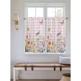 thumbnail image 2 of Wildflowers 2 Panel Kitchen Curtains for Windows, Spring Watercolor Tulip Floral Leaf Pink Plaid Bathroom Privacy Curtain, Home Décor Window Treatment for Bedroom/Living Room 55"x45", 2 of 6