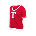 thumbnail image 4 of Women's-New Era  Red Texas Rangers Game Day Rhinestone V-Neck T-Shirt, 4 of 6