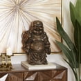 thumbnail image 2 of 11" x 17" Copper Polystone Meditating Buddha Sculpture with Engraved Carvings and Relief Detailing, by DecMode, 2 of 7