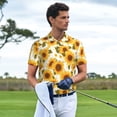 thumbnail image 3 of Honeii Modern Elegant Sunflower print Polo Shirt, a classic short-sleeved, button-down golf shirt designed for men4X-Large, 3 of 6