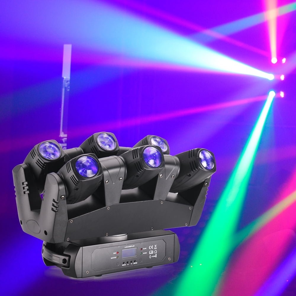 6 Beams Stage Lights with RGBW LED, DMX Control, 540° Horizontal and 270° Vertical Movement, Strobe Effect, Low Power Consumption for Events and Performances