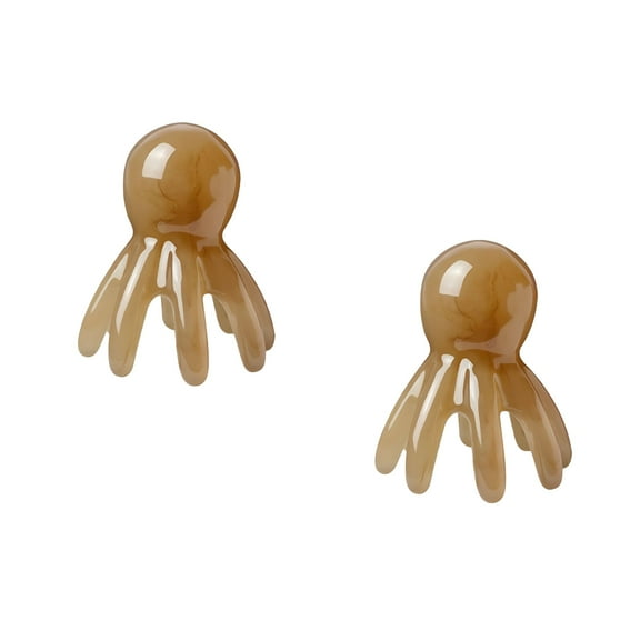 TELOLY 2pcs Octopus Head Scratcher Resin Scalp Massage Tool Gua Sha Comb Head Massager Hand Held Spa Massage Comb For Head Relaxing Light Brown