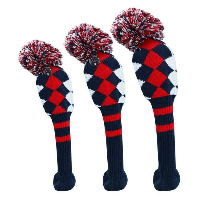 bedienty 3x Couvre-Chefs Durables Long Cou Golf Couvre-Chef Lozenge Bois Lozenge