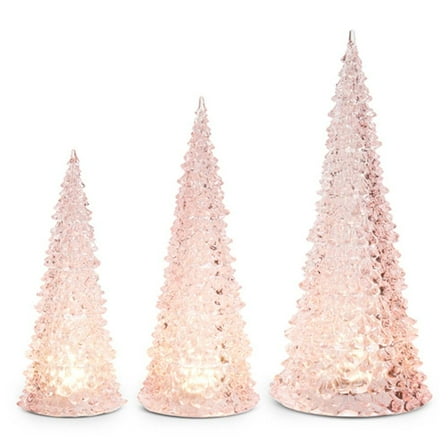 RAZ Imports Lighted Trees, 15.5-inch Height, Pink, Plastic, Set of 3, Christmas, Home D√©cor