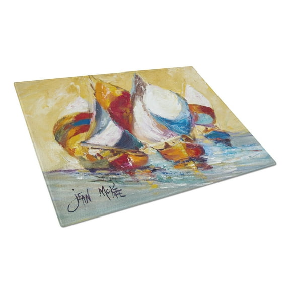 Caroline's Treasures Boat Race Glass Cutting Board Large