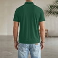 thumbnail image 4 of Mens Classic Short Sleeve Polo Shirts Cotton Blend with Front Pocket,Business Casual Golf Tops for Work Dark Green 3XL, 4 of 6
