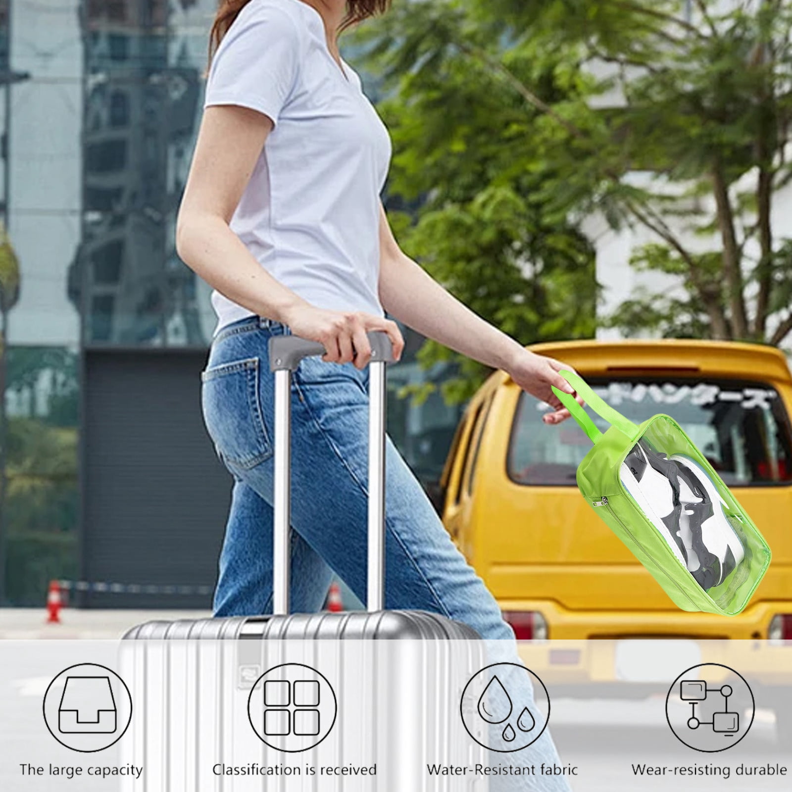 VQPeo Transparent Shoe Storage Bag - Reusable & Washable Oxford Cloth Travel Shoe Organizer, Sturdy Carry Bag for Men & Women, Ideal for Travel, Moving & Home Organization