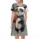 thumbnail image 1 of Disketp Cartoon Pandas Basketball para Vestido de Manga Corta para Mujeres, Vestidos de Verano para Mujeres, Casual y Holgado para la Playa, 1 of 6