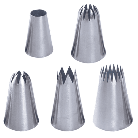 

5 pcs/set Large Piping Set Stainless Steel Decoration Set Nozzles Tip Pastry Cake Decorating Baking Tools For Cupcakes Cakes Cookies Decorating