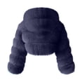 thumbnail image 4 of ICHUANYI Clearance Women's 2023 Winter Fleece Cropped Jacket Faux Long Sleeve Warm Outerwear Fall Clothes(Navy, XXL) ICHUANYI WER2023081510992, 4 of 5