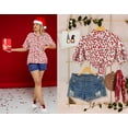 thumbnail image 6 of LA LEELA Women's Beach Funny Santa Claus Party Shirt Blouse Short Sleeve Tops Hawaiian Christmas Tree Dresses for Women S Allover Santa Face, Red, 6 of 6