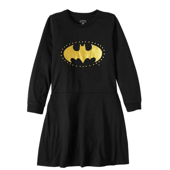 DC Comics Girls Black & Gold Batman Nightgown Batgirl Symbol Sleep Shirt XS 4-5