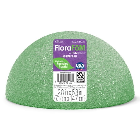 FloraCraft FloraFōM Half Ball, 2.8 in x 5.8 in, Green, 1 Piece – Floral Arranging Base