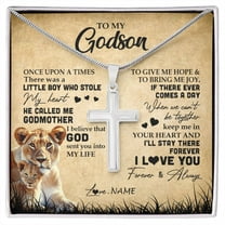 To My Godson Lion Necklace From Godmother I'll Stay There Forever Godson Birthday Graduation Christmas Customized Gift Box Message Card