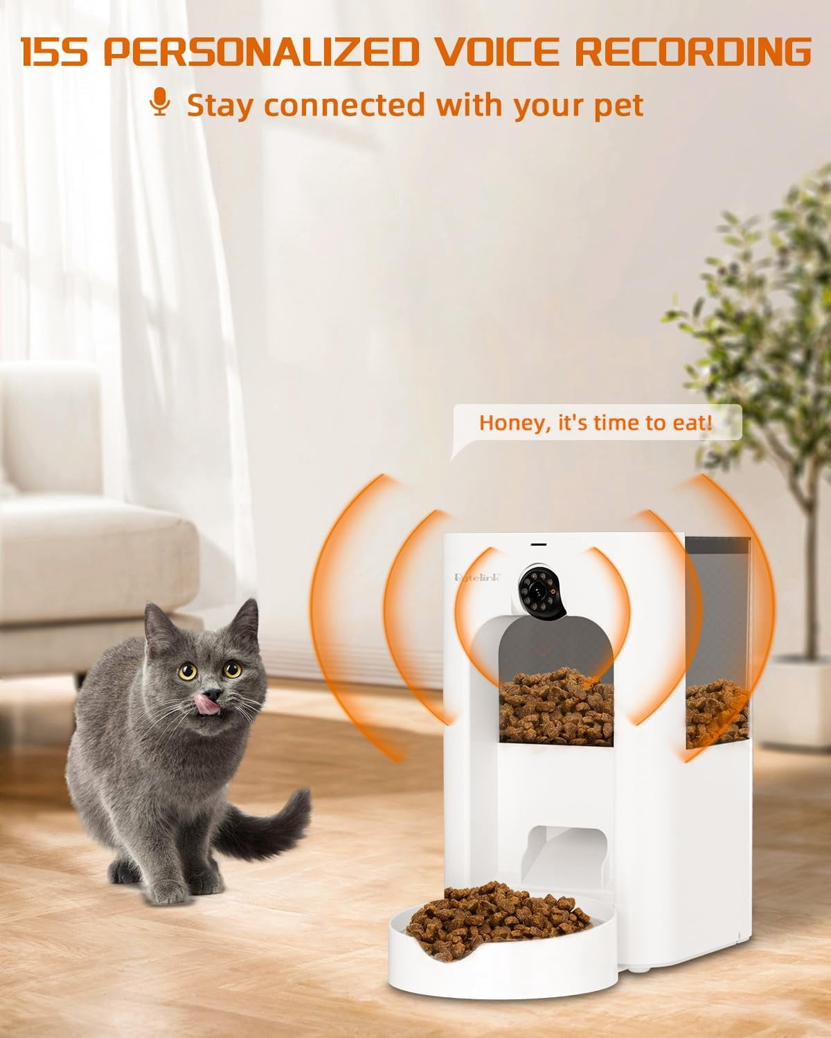 4L Automatic Cat Dog Feeder with 200W HD Camera, Interactive Laser Toy, App Control, Timed Feeding & Voice Recording