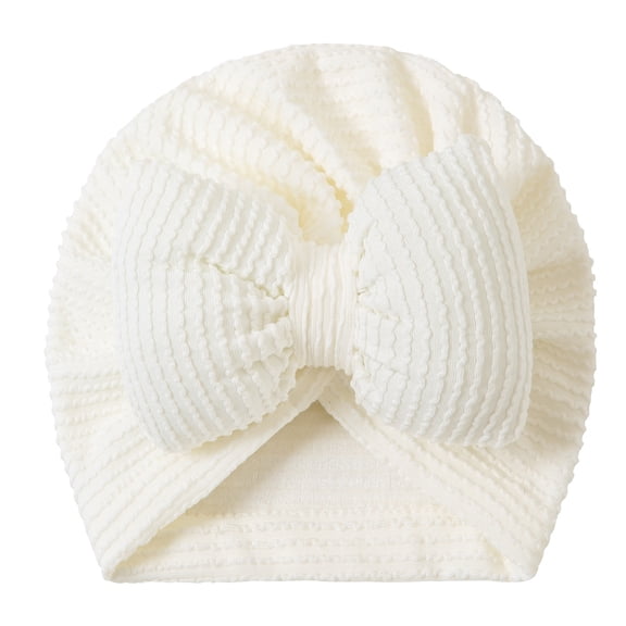 Juorvia Toddle Turban Hats with Bow Head Wrap Nursery(Free Size,White)
