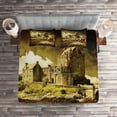thumbnail image 2 of Ambesonne Medieval Quilted Coverlet 3 Pcs, Old Scottish Castle, King Size, Grey Green, 2 of 2