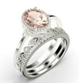 thumbnail image 3 of Beautiful Boho And hippie 2.35 Carat Oval Cut Morganite And Diamond Moissanite Engagement Ring, Wedding Ring, Two Matching Band in 10k Solid White Gold, Romanic Gift For Her, Promise Ring, 3 of 4