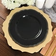 BalsaCircle 10 Black Round 10" Disposable Plastic Dinner Plates Gold Scalloped Trim Party Events ...