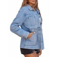 thumbnail image 3 of Women Casual Denim Jacket Button Up Loose Denim Coat with Pockets, 3 of 4
