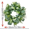 thumbnail image 2 of Janrevotw Artificial Green Eucalyptus Wreath, Green Wreath With Clusters Of White Flowers Mini Spring And Summer Wreath For Front Door Wall Window Decoration, 2 of 7