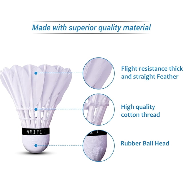 AMIFIT Steller Gold Series Plume Volant Lot de 10, Blanc pour Usage Intérieur et Extérieur
