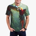 thumbnail image 5 of Yiaed Flying Parrots In JunglePrint Men's Short Sleeve Polo Shirt,Golf Polo for Men Three-Button Golf Shirt Athletic Casual Collared T-Shirt- Large, 5 of 7
