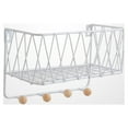 thumbnail image 3 of EeaseCA Modern Wrought Iron Grid Storage Rack Wall-mounted Decorative Shelf Hanging Holder Organizer with Hooks (White, Small Size), 3 of 7