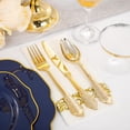 thumbnail image 6 of 175PCS Pink Plates with Gold Disposable Silverware - Include 50 Pink Plastic Plates,25 Knives,25 Forks,25 Spoons,25 Cups and 25 Napkins - Ideal for Wedding/Party, 6 of 7