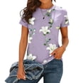thumbnail image 3 of TaTaai Women's Fashion Printed Round Neck Blouse, Short Sleeve Soft Polyester Spandex All Match Casual Daily Vacation Top Gift, 3 of 7