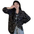 thumbnail image 2 of Spdoo Women Casual Shirt Long Sleeve Button down Chiffon Shirt Fashion Print V Neck Blouse Tops Tee Loose Collar T-shirt L, 2 of 6