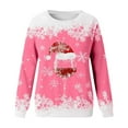 thumbnail image 4 of HNMKIU Hauts à Manches Longues pour Femmes Mode Automne et Hiver Loisirs Vacances Rouge Flocon de Neige Imprimé de Noël Col Rond Sweat à Capuche Manches Longues, 4 of 4