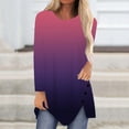 thumbnail image 2 of LYXSSBYX Womens Tops Long Sleeve Women Casual Gradient Printed Long Sleeve Round Neck Buttons Irregular Pullover Blouse Tops, 2 of 5