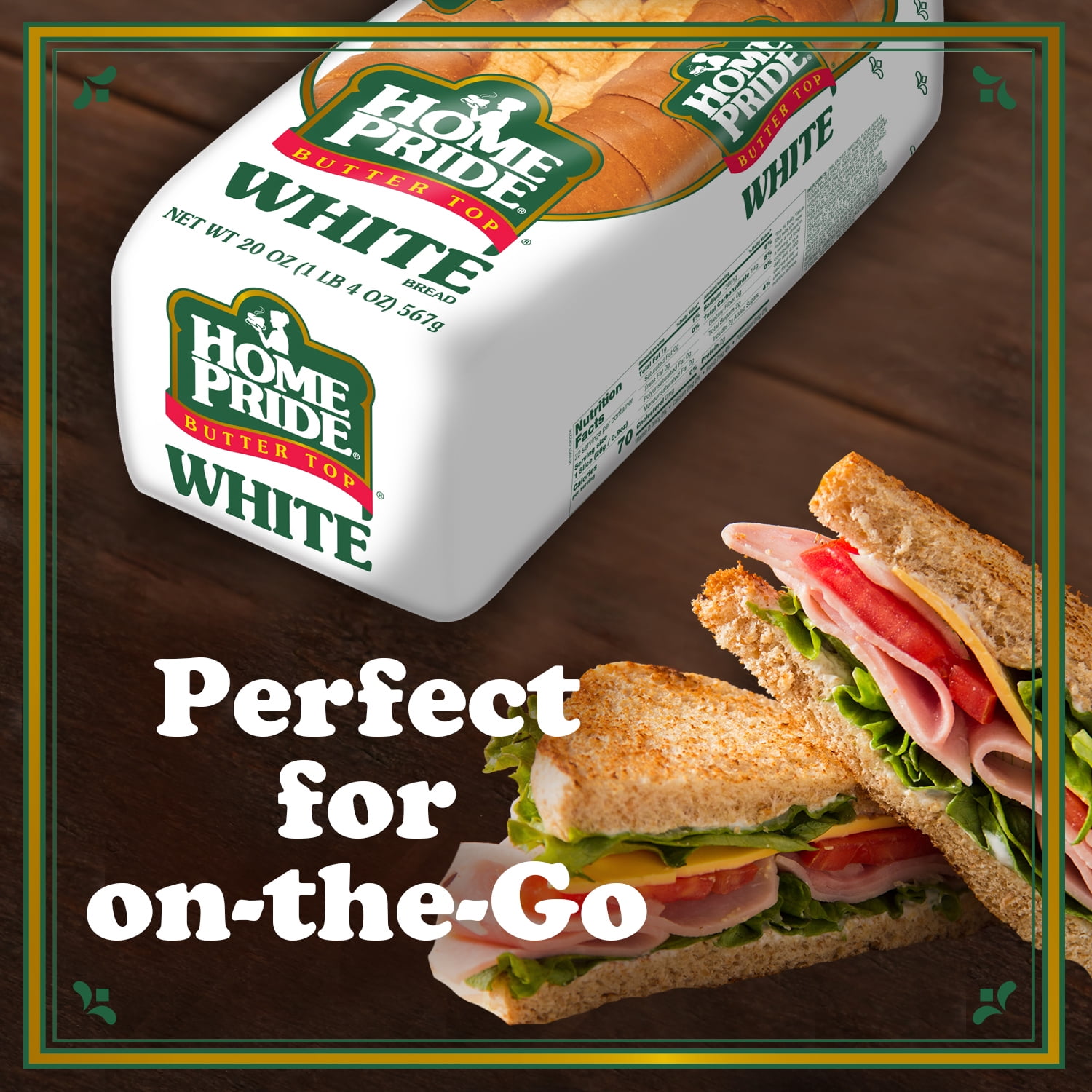 Home Pride Butter Top Enriched White Bread, Sliced Sandwich Bread, 20 oz, Shelf-Stable