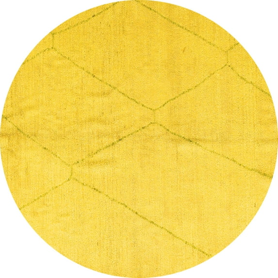 Ahgly Company Indoor Round Solid Yellow Modern Area Rugs, 6' Round