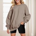 thumbnail image 2 of Towmus Womens Sweatshirts Crew Neck Long Sleeve Solid Color Casual Tshirts Loose Fit Women Blouse, 2 of 4