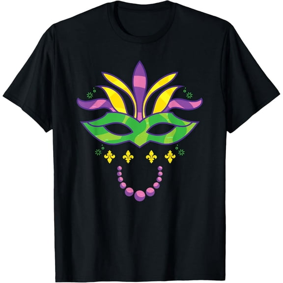 Mardi Gras Masquerade Fleur de Lis Unisex Graphic Short Sleeve T-Shirt