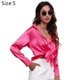thumbnail image 2 of Camisa de manga larga con botones de seda de imitación de satén para mujer Blusa de trabajo formal Top -Rose Red Zhivalor  BST3000039-1, 2 of 6