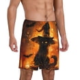 thumbnail image 6 of Mens Pajama Shorts, Halloween Witch Hat Black Cat A Sleep Shorts Men Pajama Bottoms Lounge PJ Shorts with Pockets, 6 of 6