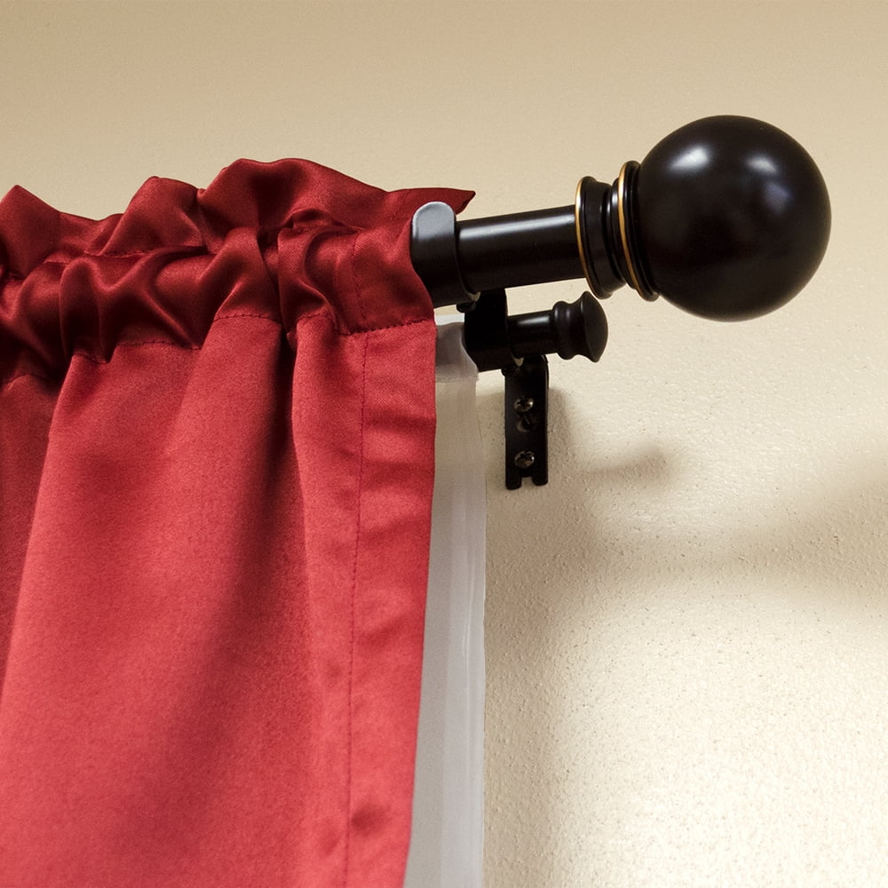 Lumino 1" and 5/8" Oil Rubbed Bronze Classic Ball Adjustable Double Curtain Rod Set, 42"-120"